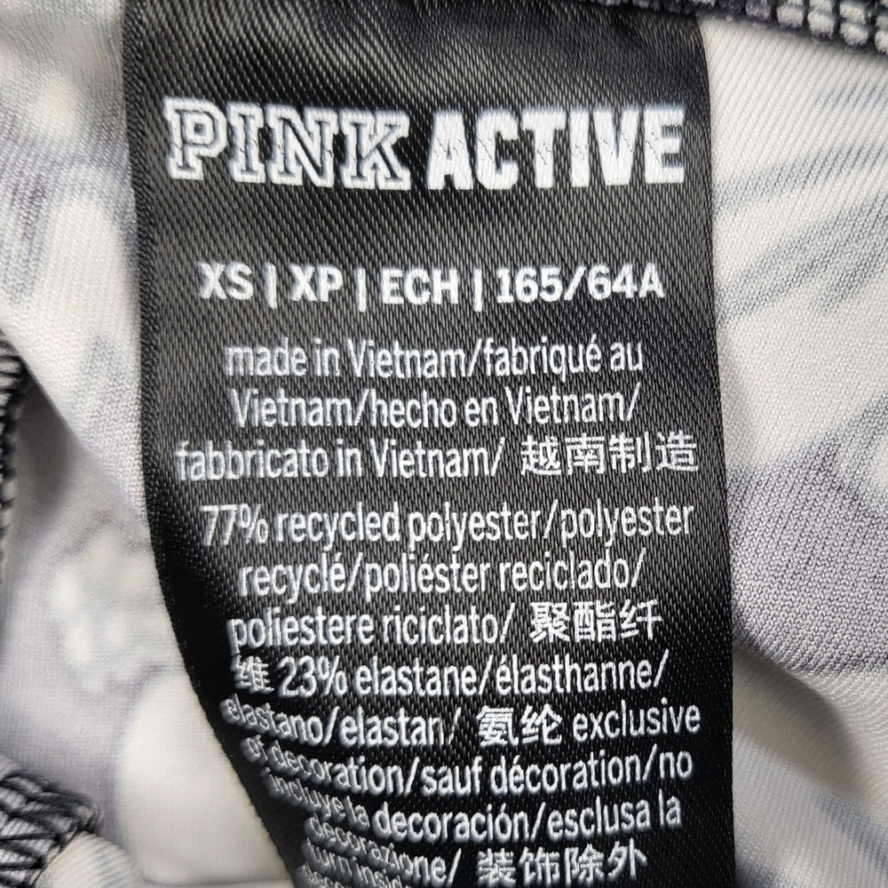 PINK Victoria's Secret Active Biker Shorts XS Black White Hibiscus 449599-QFP - Picture 6 of 8